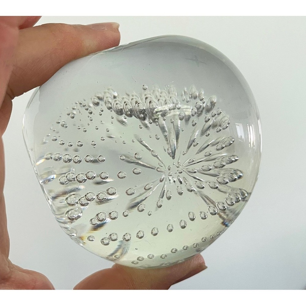 Bubble Clear Glass Paperweight Controlled Bubble Art Vintage 2.75 Inch - Picture 3 of 16
